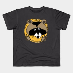 Drawing funny cartoon raccoon Kids T-Shirt